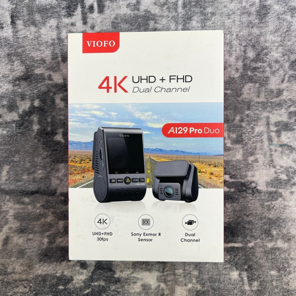 VIOFO Pro Duo 4K UHD Dual Channel Dash Cam Front and Rear GPS WiFi New Open Box